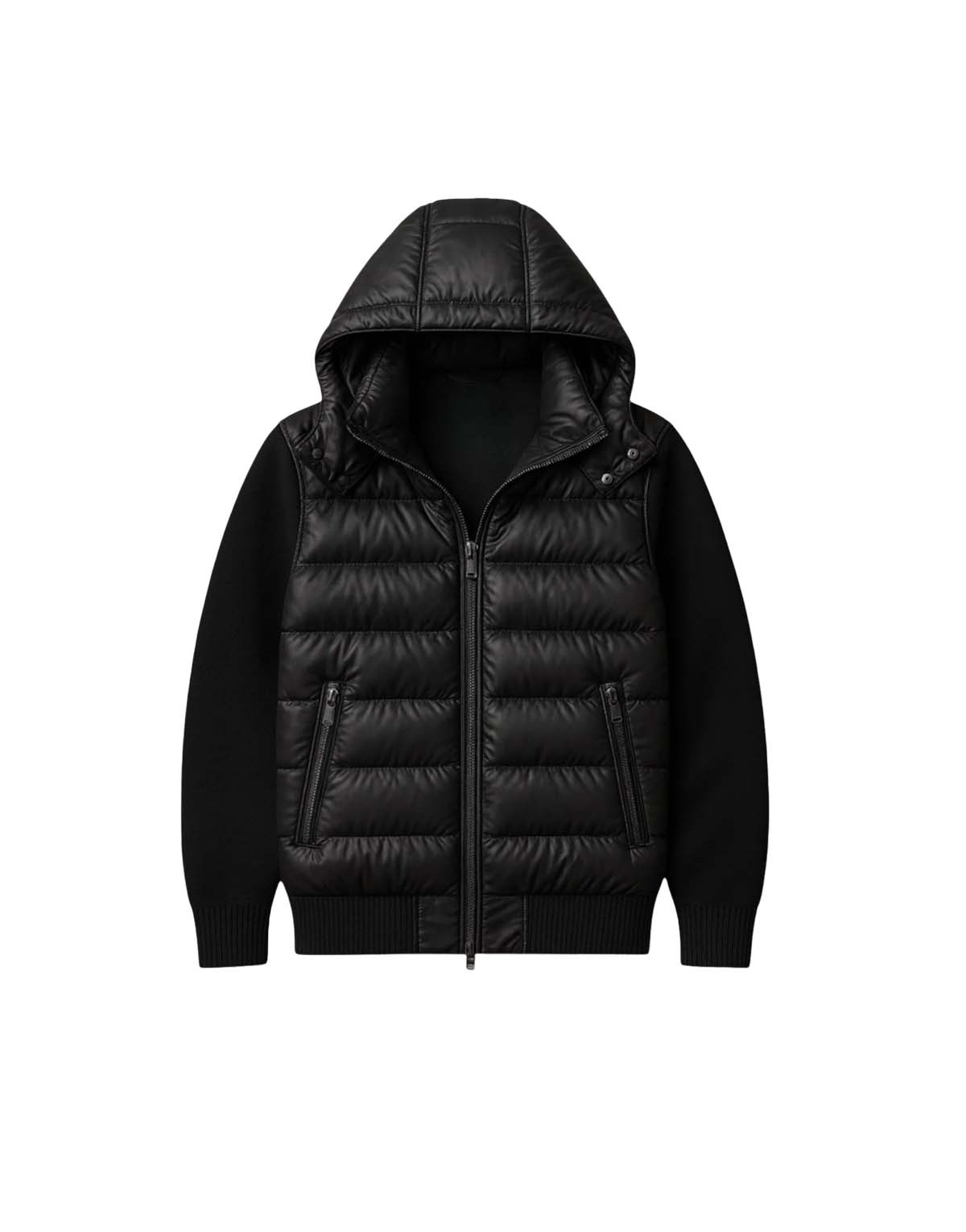 Men's Knit Patchwork Stand Collar Zipper Cotton Jacket-mc900-2